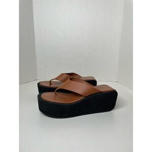 FRAME Women's Le Ocean Brown Thong Wedge Sandals 37 US 6.5/7